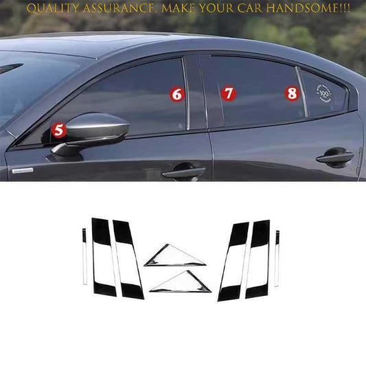 for Mazda 3 Axela 2019-23 Black Steel Window Center Bc Pillar Post Cover Trim 8X
