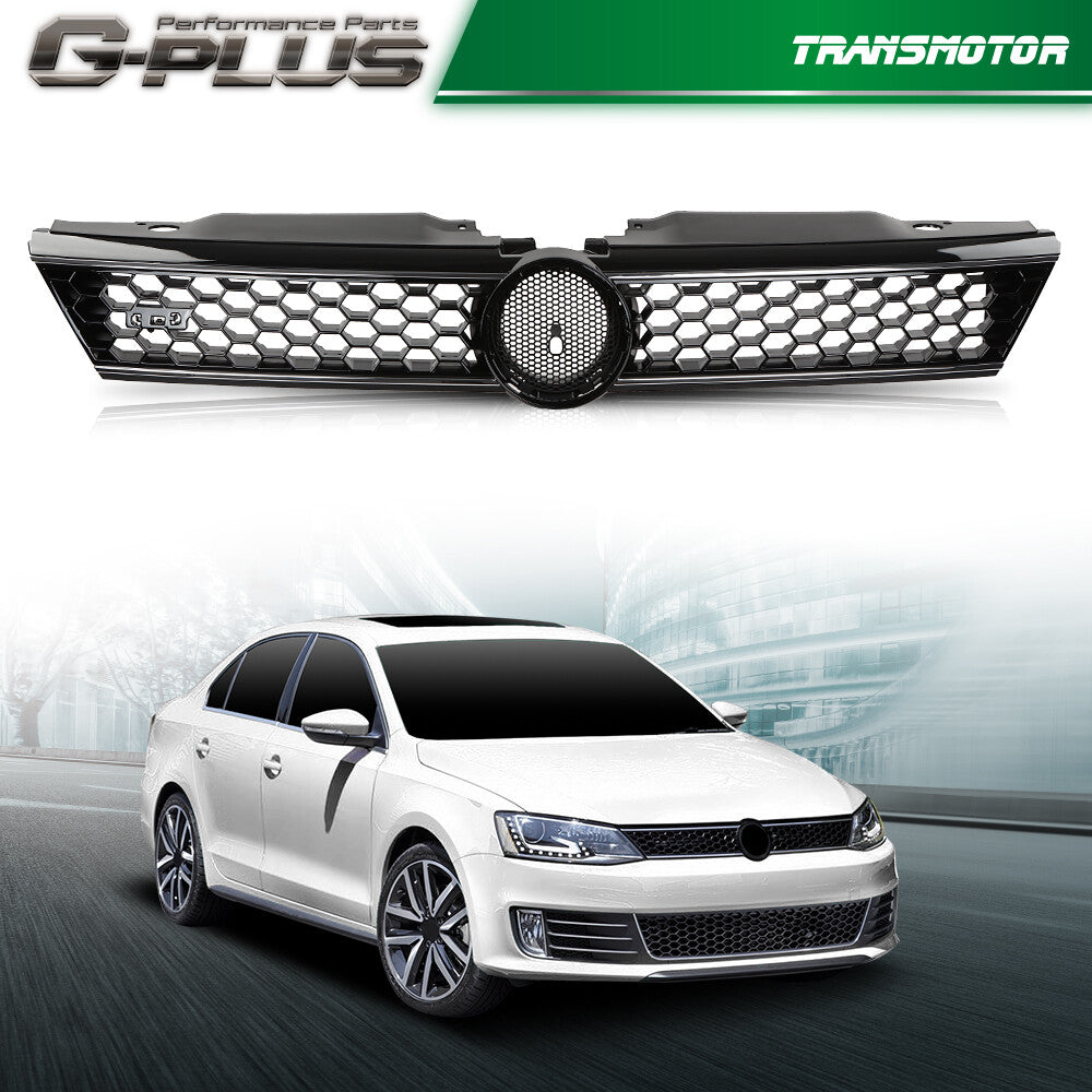 The front grille is decorated with glossy black honeycomb with chrome alloy suitable for 2011-14 for Jetta hexagonal- v