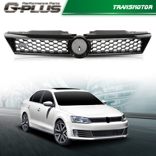 The front grille is decorated with glossy black honeycomb with chrome alloy suitable for 2011-14 for Jetta hexagonal- v