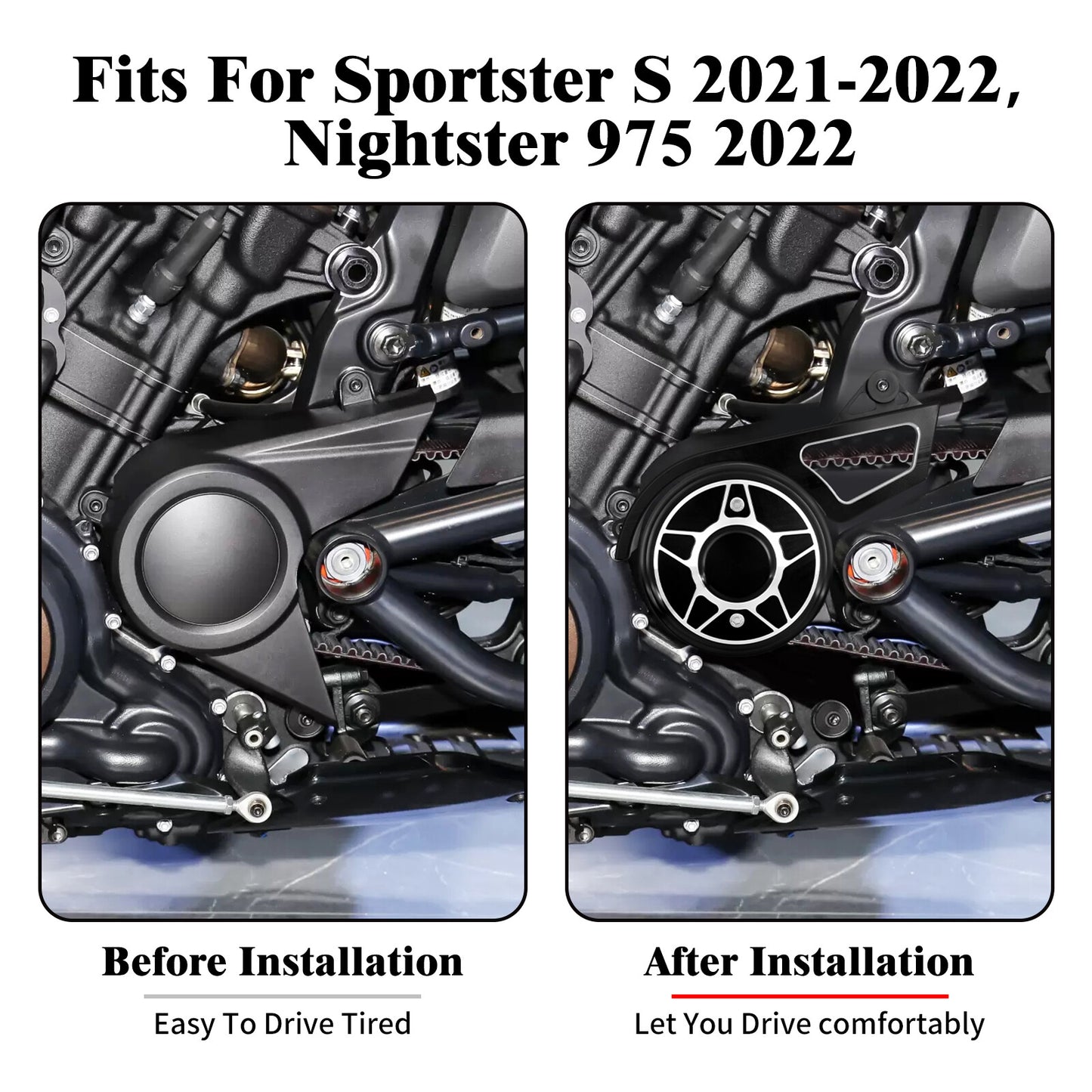 Black Side Sprocket Pulley Engine Cover for Harley Sportster S RH1250S 2021-2023 Q