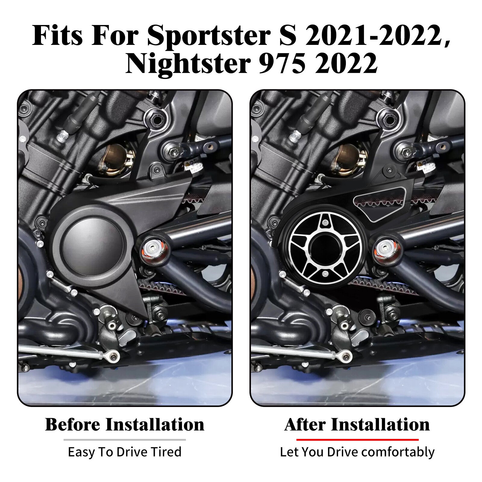 Black Side Sprocket Pulley Engine Cover for Harley Sportster S RH1250S 2021-2023 Q