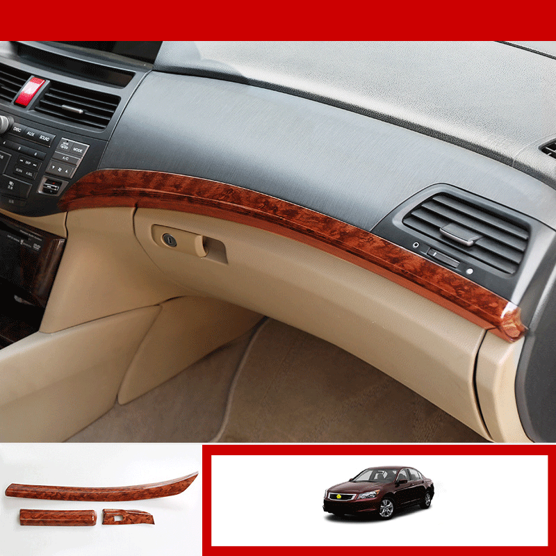 for Honda Accord Crosstour 2008-2012 Brown Wood Grain for Co -Pilot Dash Strips Cover