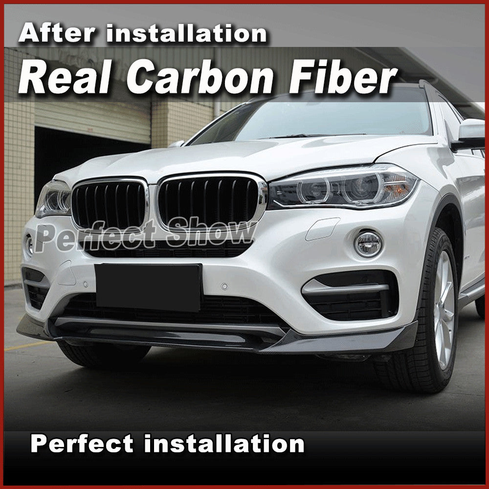 Fit for BMW X6 F16 Base 2015-18 REAL Carbon Fiber Front Bumper Spoiler Chin Lip