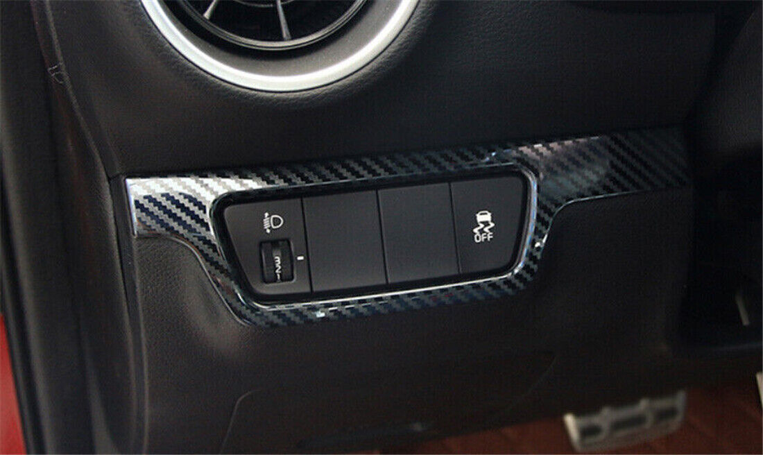 for Kia K3 Forte 2019-2021 Carbon ABS Headlight Switch Button Cover Frame Trim