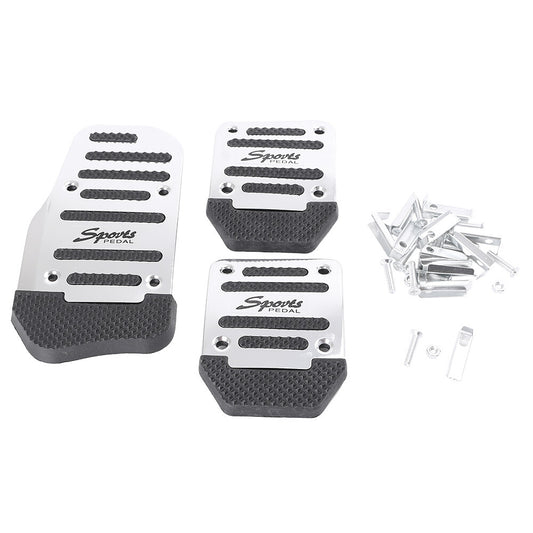 Silver Car Brake Clutch Throttle Foot pedal Unversal Fit Manual Car Sport Pedals Q