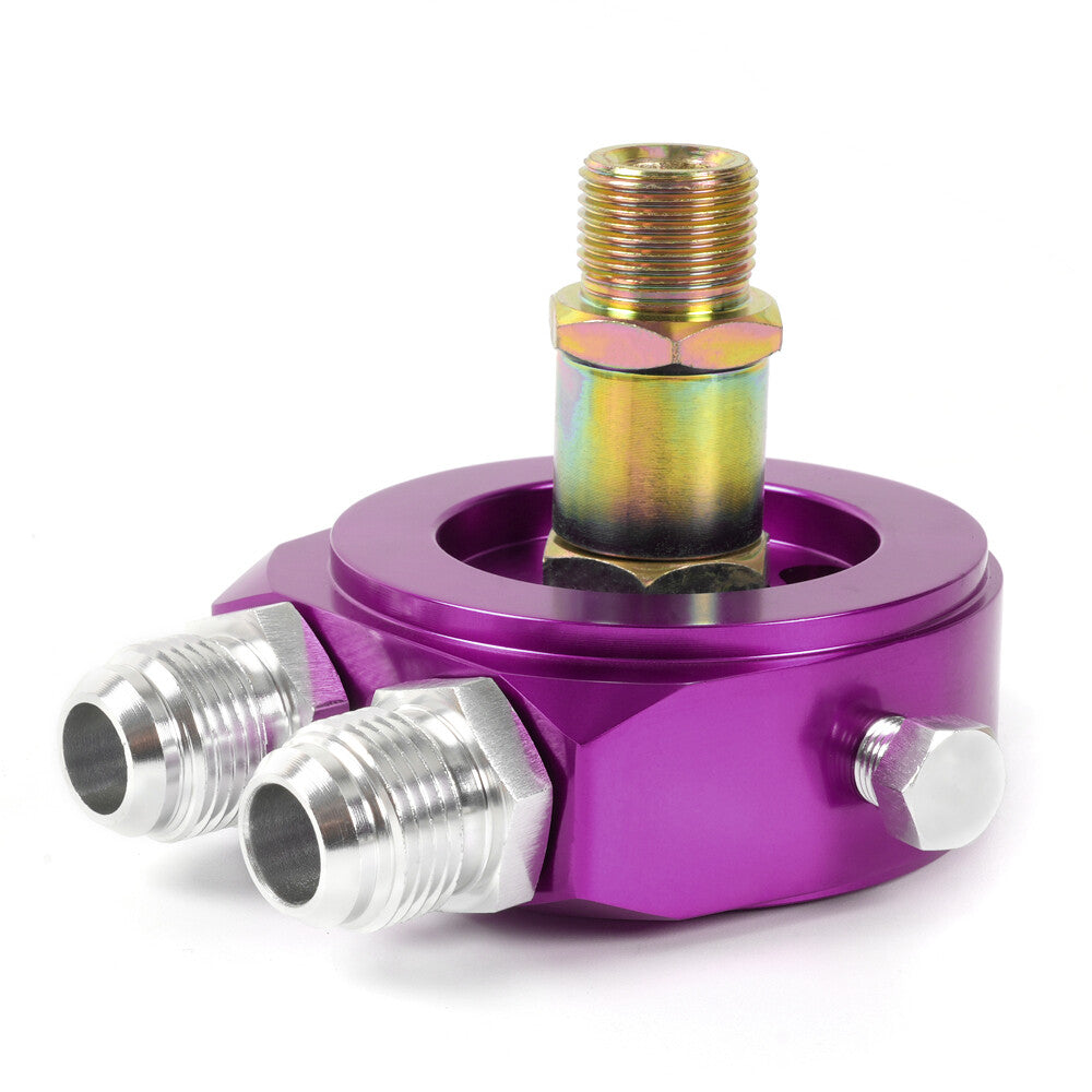 Purple Aluminum Oil Filter/Cooler Sandwich AN10 Block Adapter Gauge Sensor Plate Q