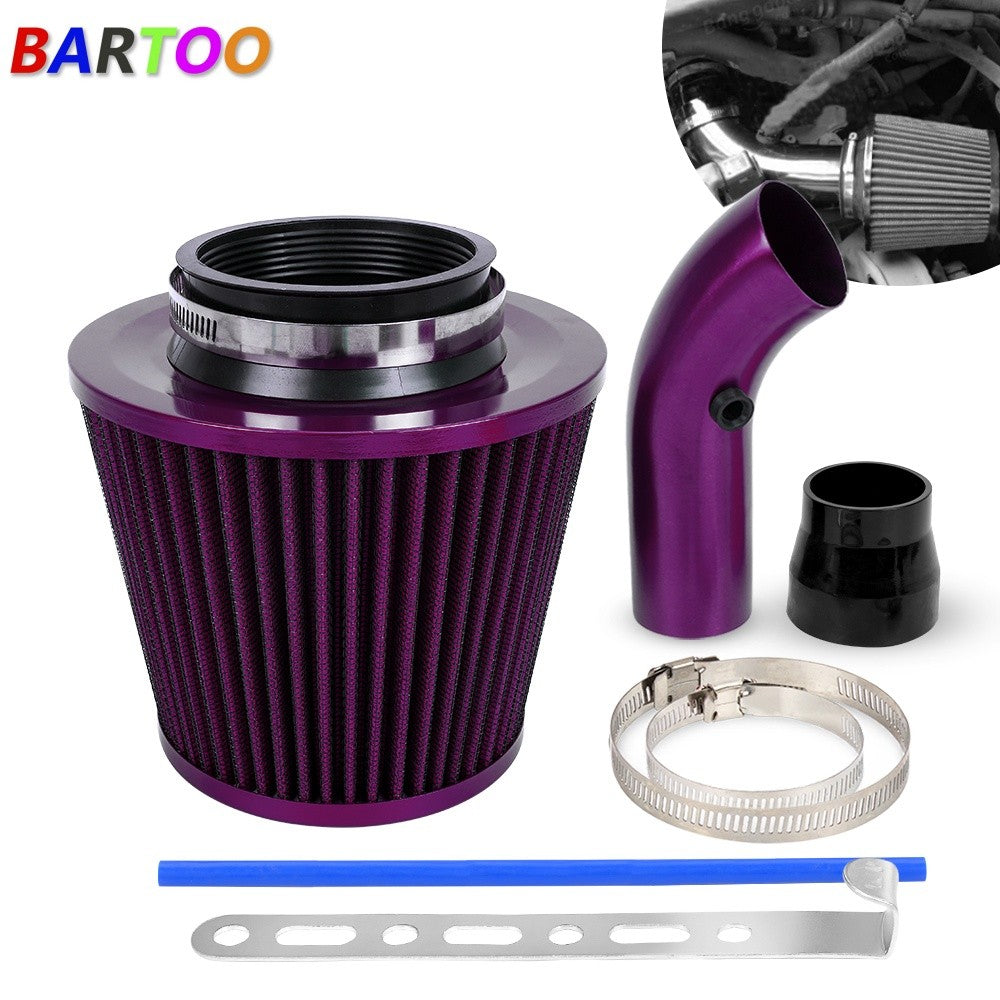 3 Car Cold Air Intake Filter Induction Kit Pipe Aluminum Power Flow Hose System