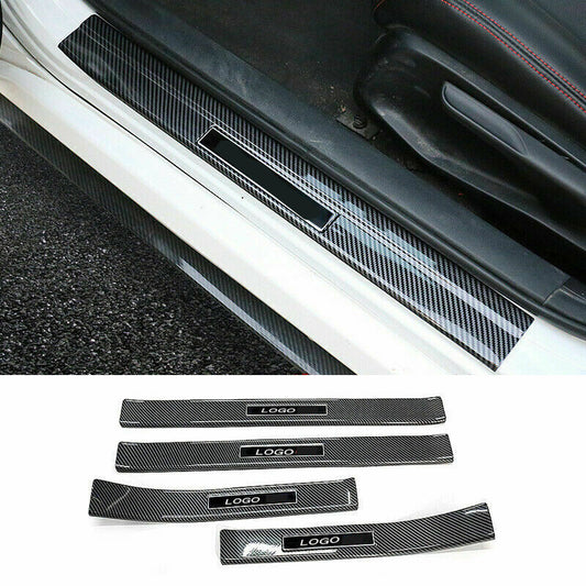for Honda for Civic 11th 2022-2023 Carbon Fiber Door Sill Scuff Plate Covers S.Steel