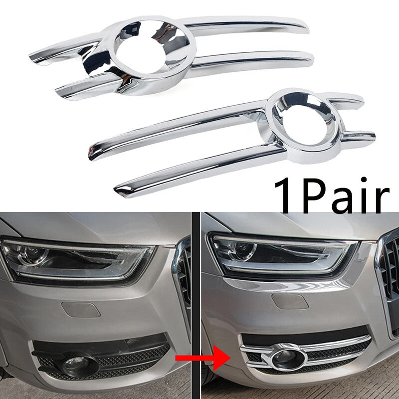 Pair Chrome Front Fog Light Frame Cover Trim for Audi Q3 2013-2015