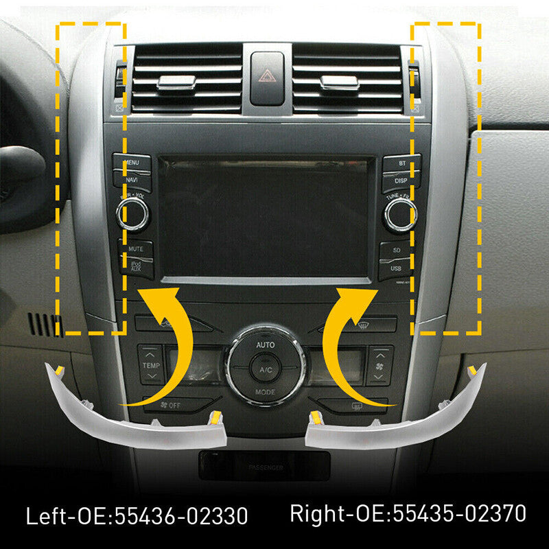 Center Dash Socket Ventilation Panel Trim Strip ABS Applicable to for Toyota for Corolla 2009-2013