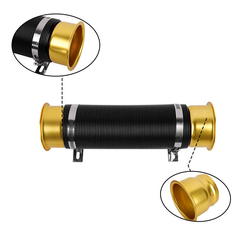 3'' 76mm Flexible Car Cold Air Intake Hose Filter Pipe Telescopic Tube Gold Q