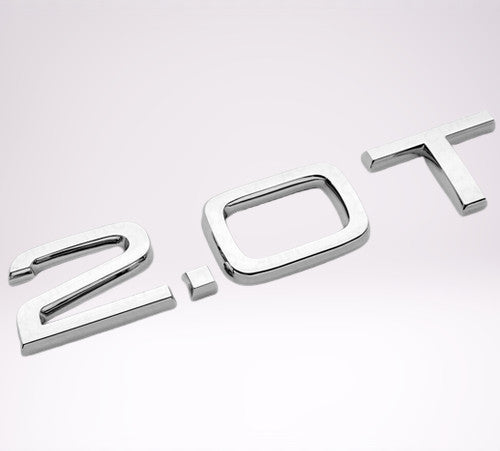 for Audi logo badge sticker 2.0T, rear boot trunk badge, chrome silver S line