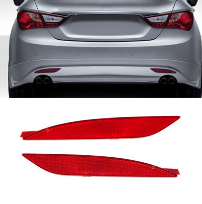 for Hyundai Sonata 2011 2012 2013 Rear Bumper Red Reflector Lens Pair
