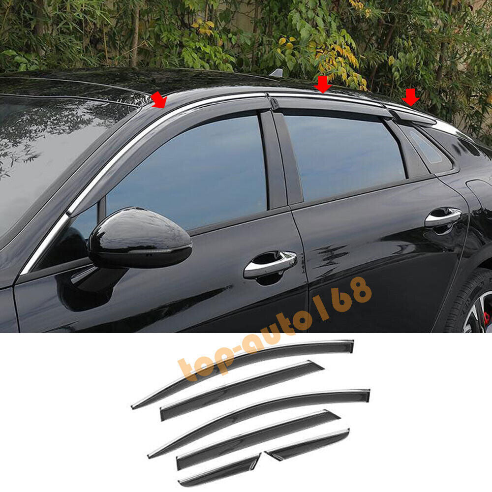 6pcs for Kia K5 2021-2024 side Window Visors Sun Rain Guard Deflectors W/Chrome
