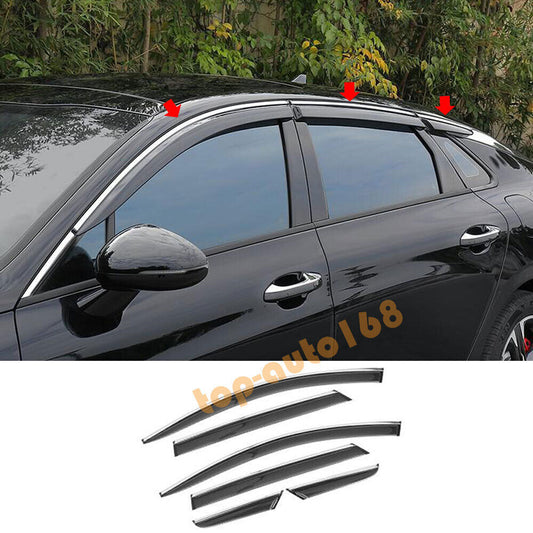 6pcs for Kia K5 2021-2024 side Window Visors Sun Rain Guard Deflectors W/Chrome