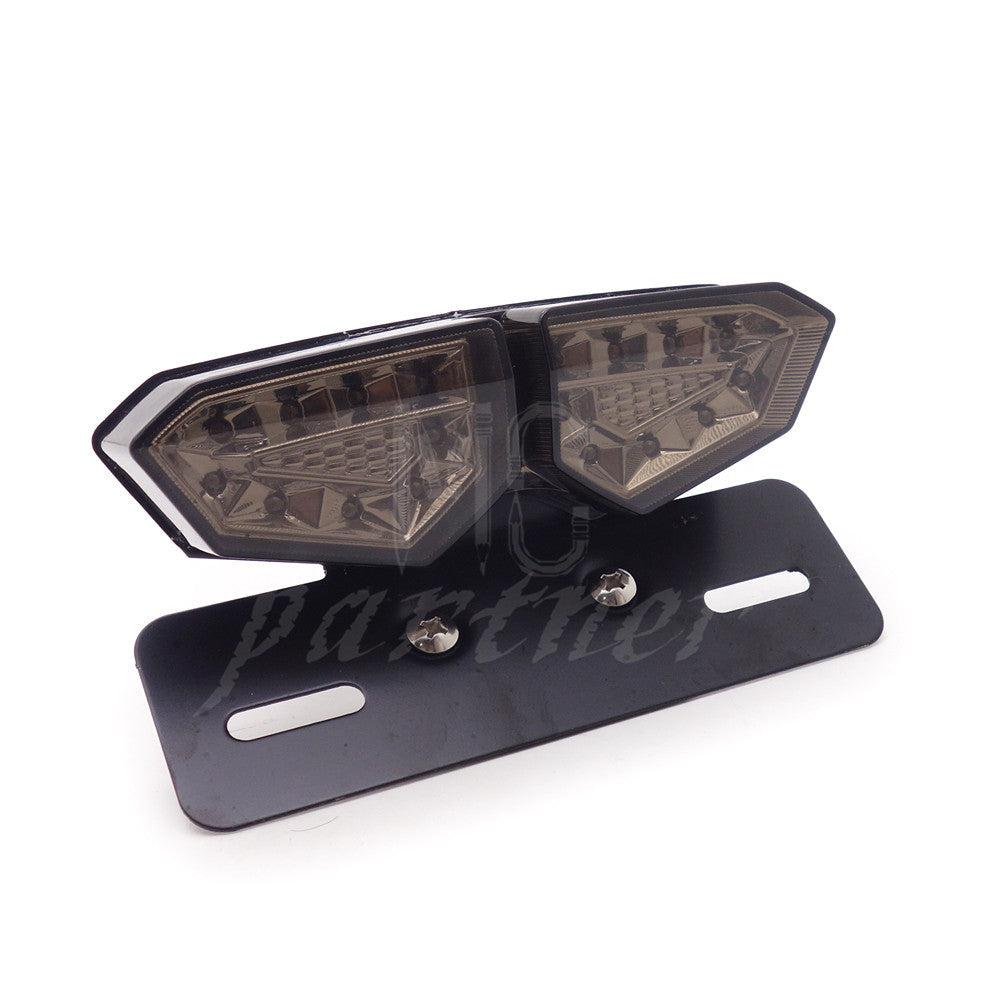 Motorcycle Smoke LED Tail Brake Turn Signal License Plate Integrated Light 12V Q