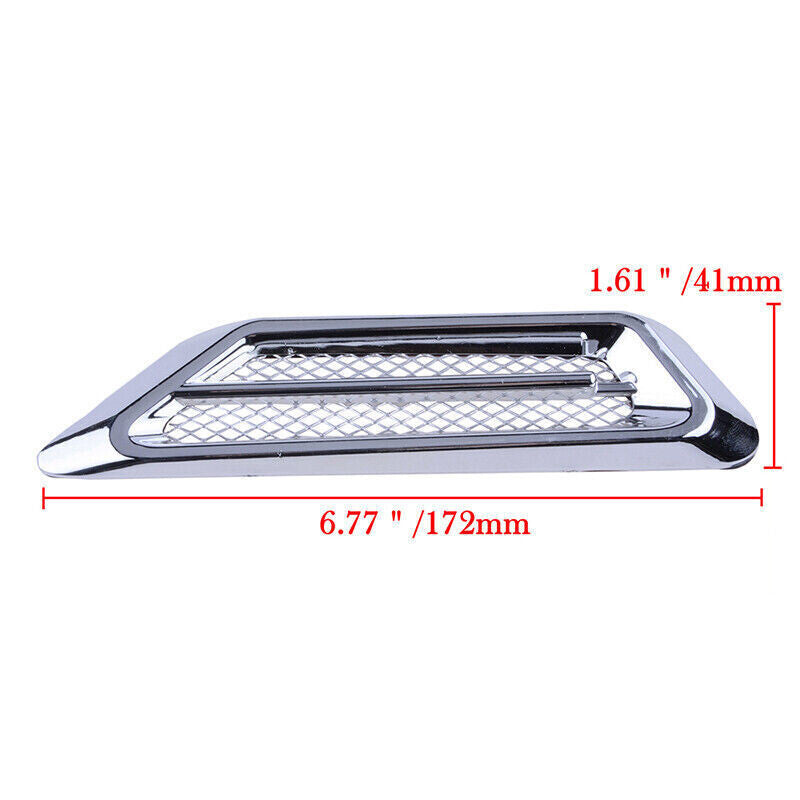 2pcs Car Hood Vent Air Flow Intake Chrome Grille Side Scoop Hood Cover Parts v