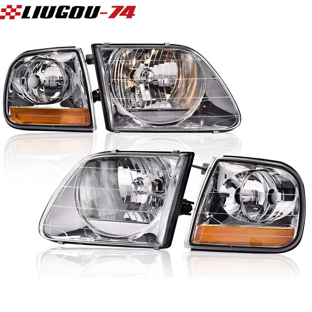 A pair of transparent headlights with corner lights suitable for 97-03 for F150 99-02 Expedition- v