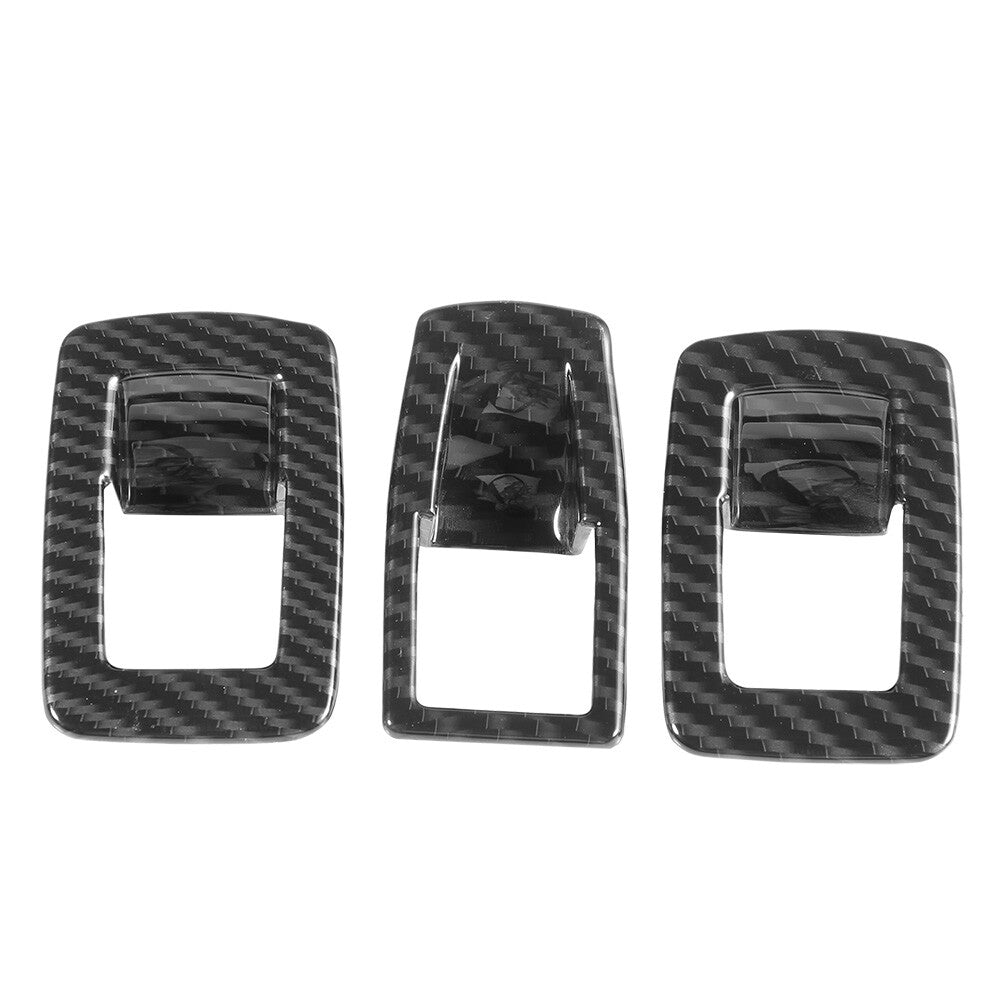 Hot 5pcs Carbon Fiber Style Car Window Lift Button Frame Cover Trim Set Part For