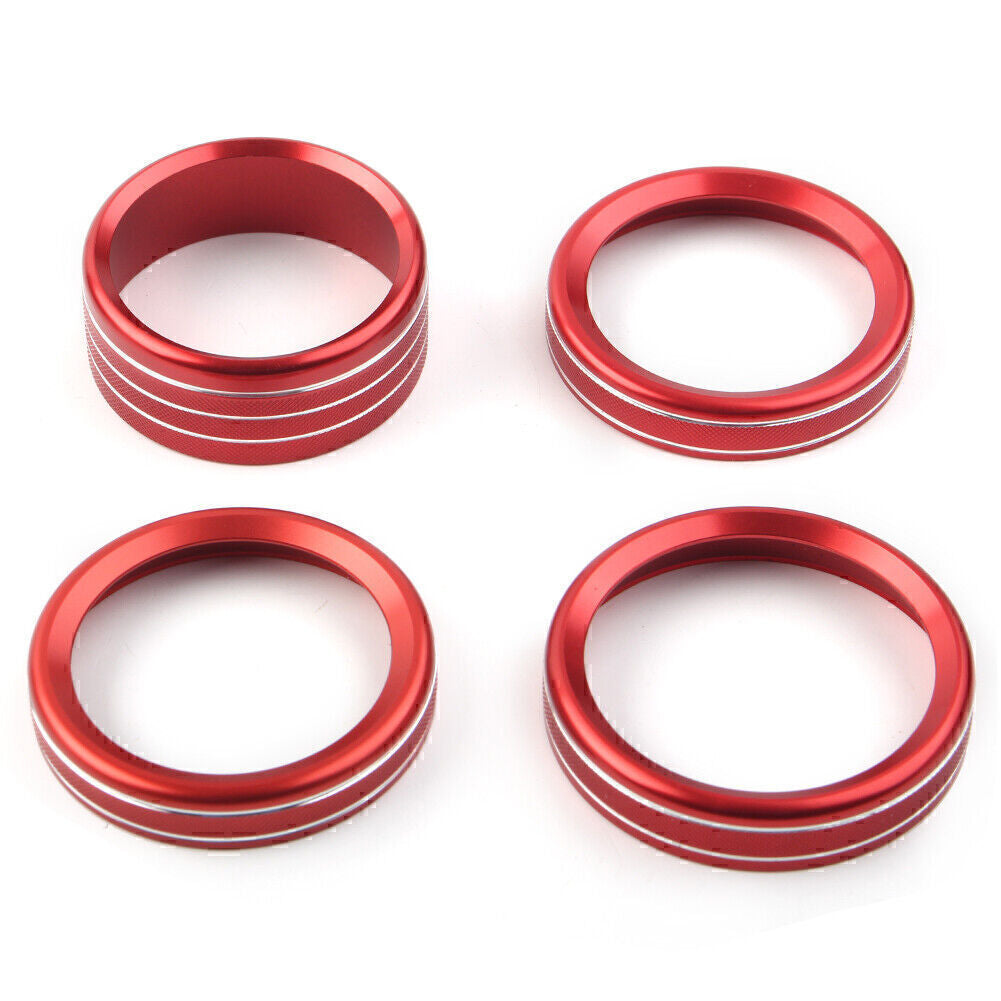 4x Red Air Conditioner Switch Knob Ring Cover Trim Fit 18-2020 for Jeep for Wrangler JL