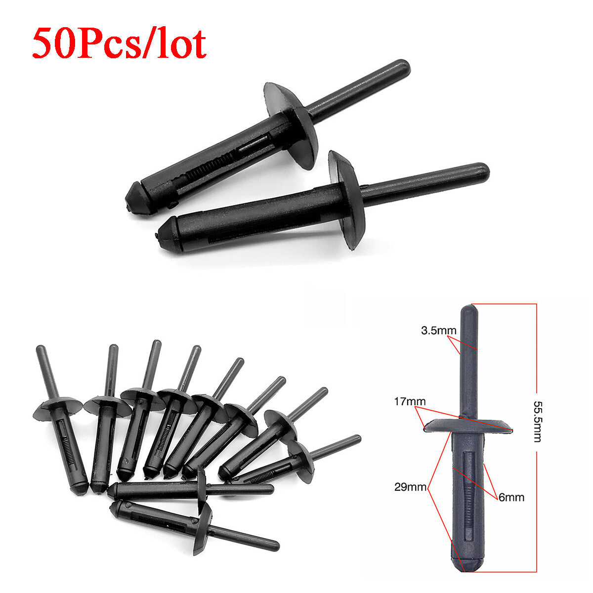 50Pcs Nylon Plastic Push Type Retainer Clip Bumper Rivets Automotive Body Repair