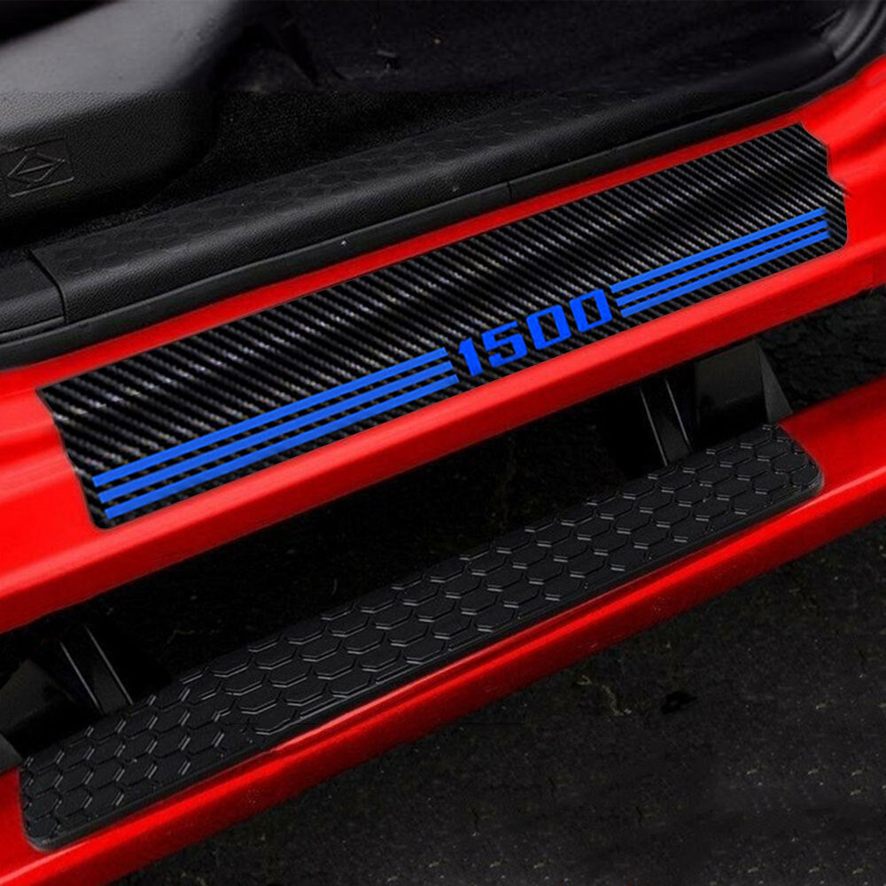 4-Piece Protective Stickers for Ram 1500 Carbon Fiber Automotive Door and Window Panel Covers (Blue) n