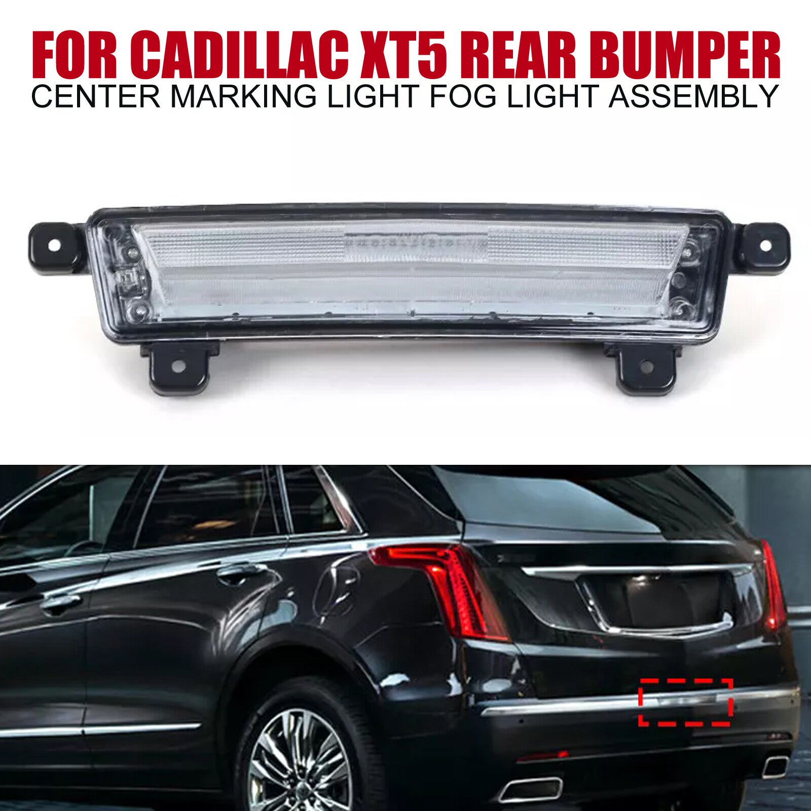 Suitable for Cadillac XT5 rear bumper center marker light fog light assembly