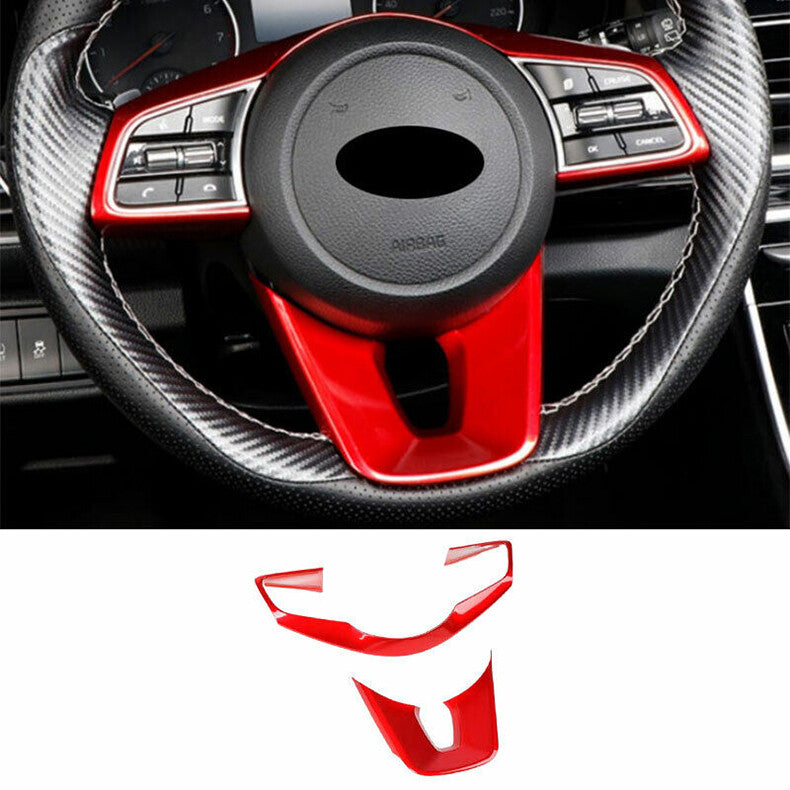 for Kia Seltos 2020-2023 Red Inner Car Steering Wheel button Frame cover trim 2x