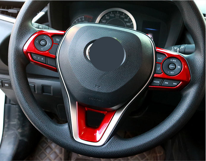 Red ABS Steering Wheel Decor Frame Trim 3PCS for Toyota for Corolla 2019-2024