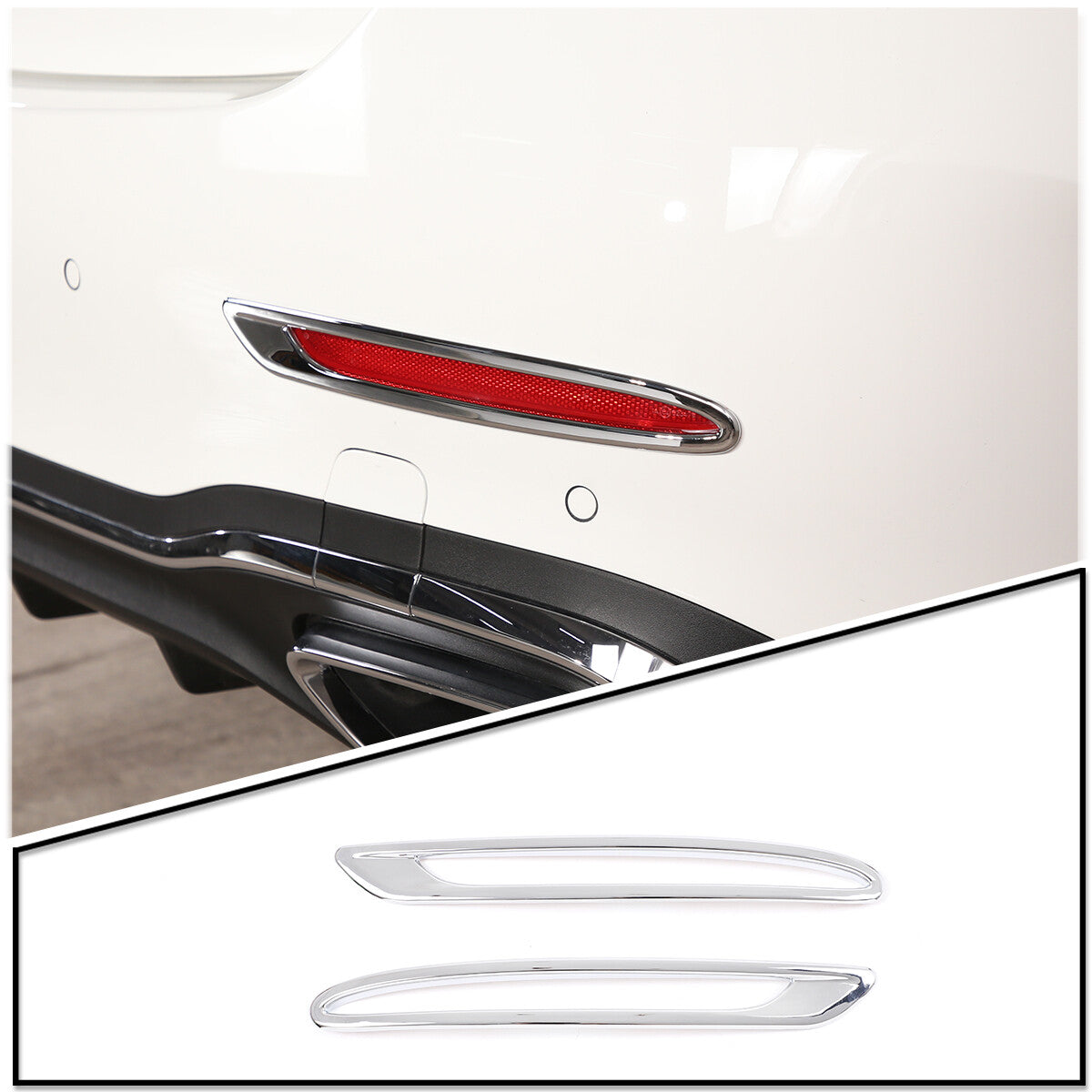 2-Piece Chrome ABS Rear Fog Light Frame Trim for C-Class 2022 n
