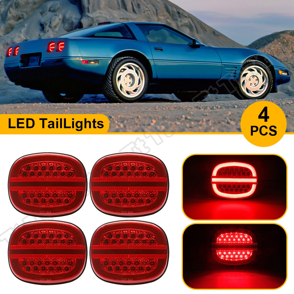 Applicable to 1990-1996 for Chevrolet for Corvette C4 Red LED Turn Signal Brake Taillights Q