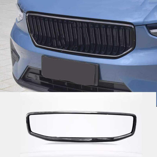 for Volvo XC40 2019-2024 Glossy Black ABS Front Bumper Center Mesh Grille Frame