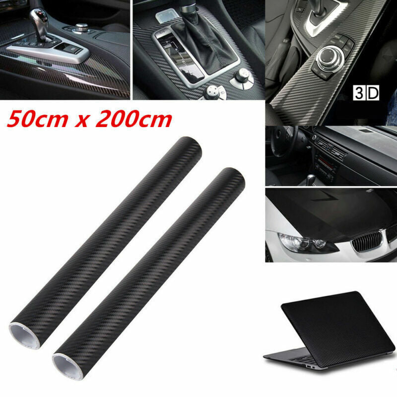 2-pack 50x200cm Car 3D Carbon Fiber Vinyl Self-Adhesive Roll Stickers/Decals n