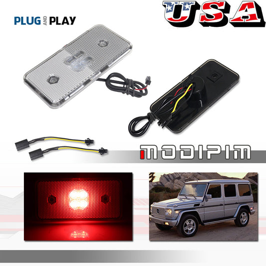 2pcs Clear Lens Red LED Rear Side Marker Lights for W463 G-Class AMG- v