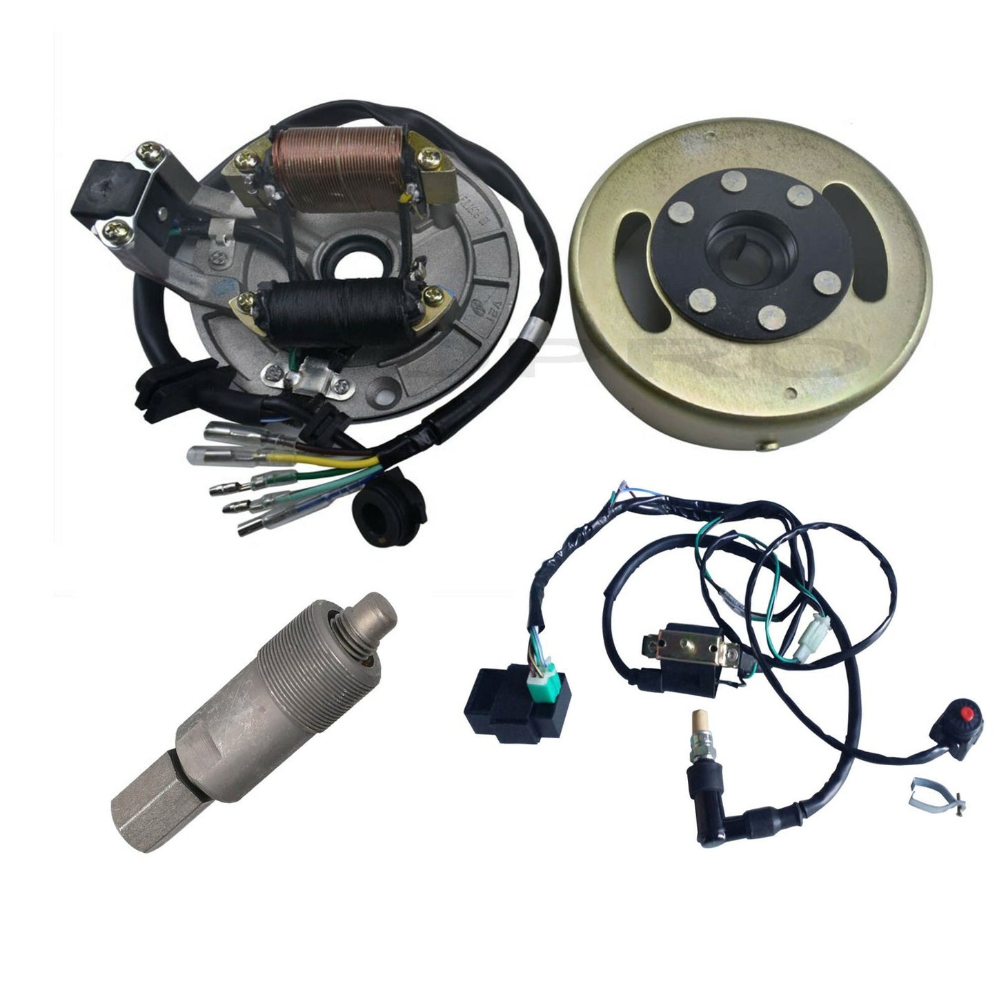 Stator flywheel puller harness for 110cc and 125cc Dirt Pit bicycles and motorcycles
