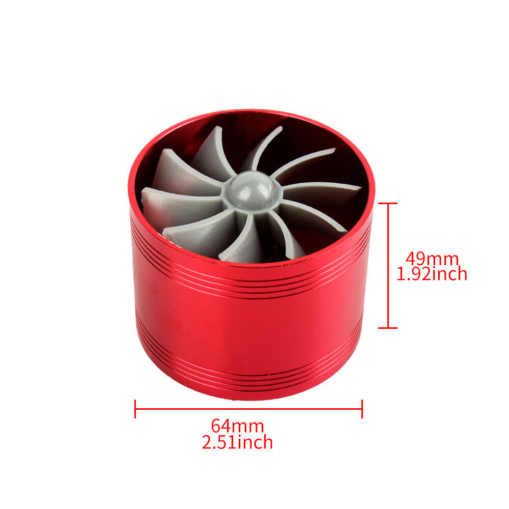 Car Air Intake Turbonator Single Fan Universal Turbine Gas Fuel Saver Turbo Red