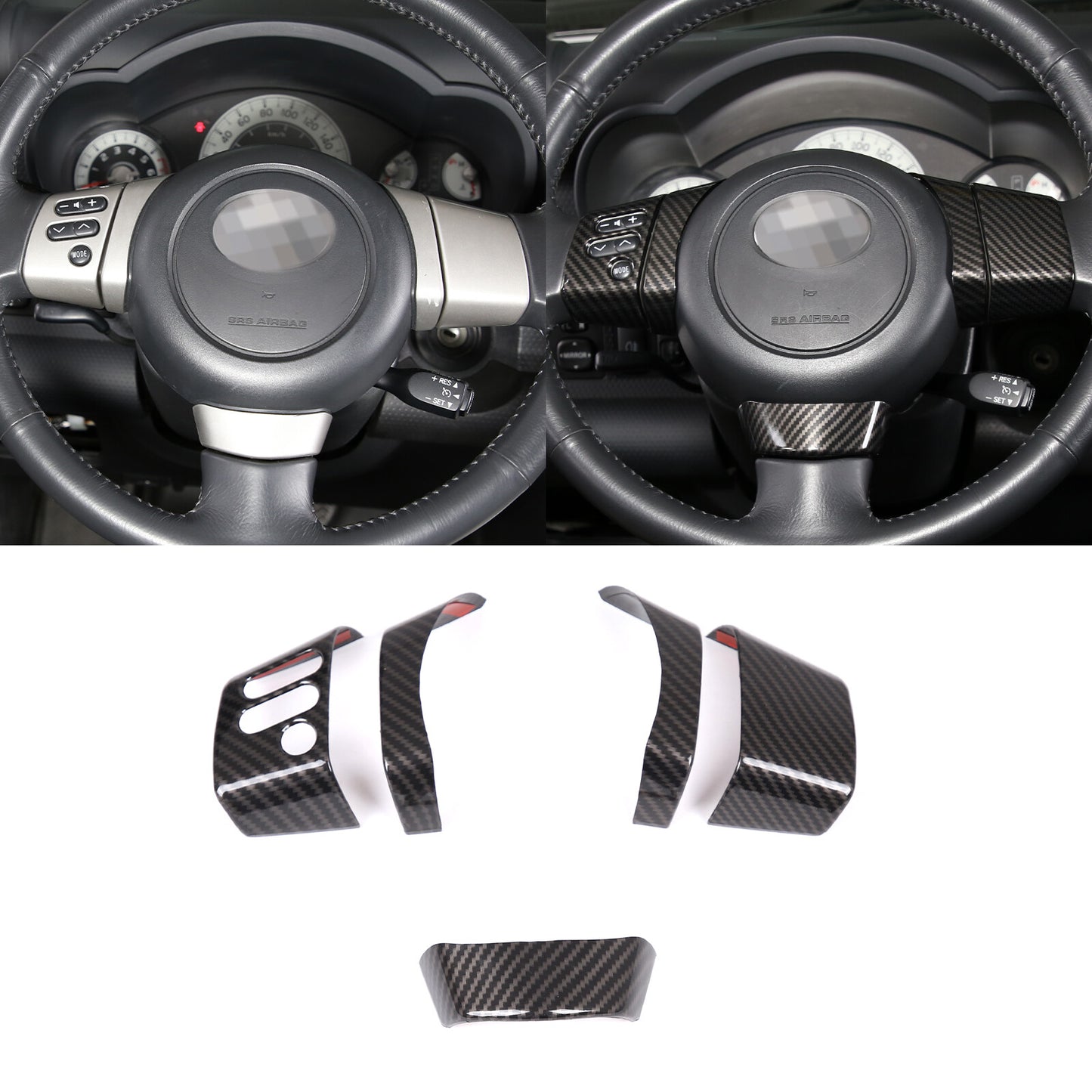 Carbon fiber steering wheel button cover trim accessory for FJ Cruiser 2007-21- n