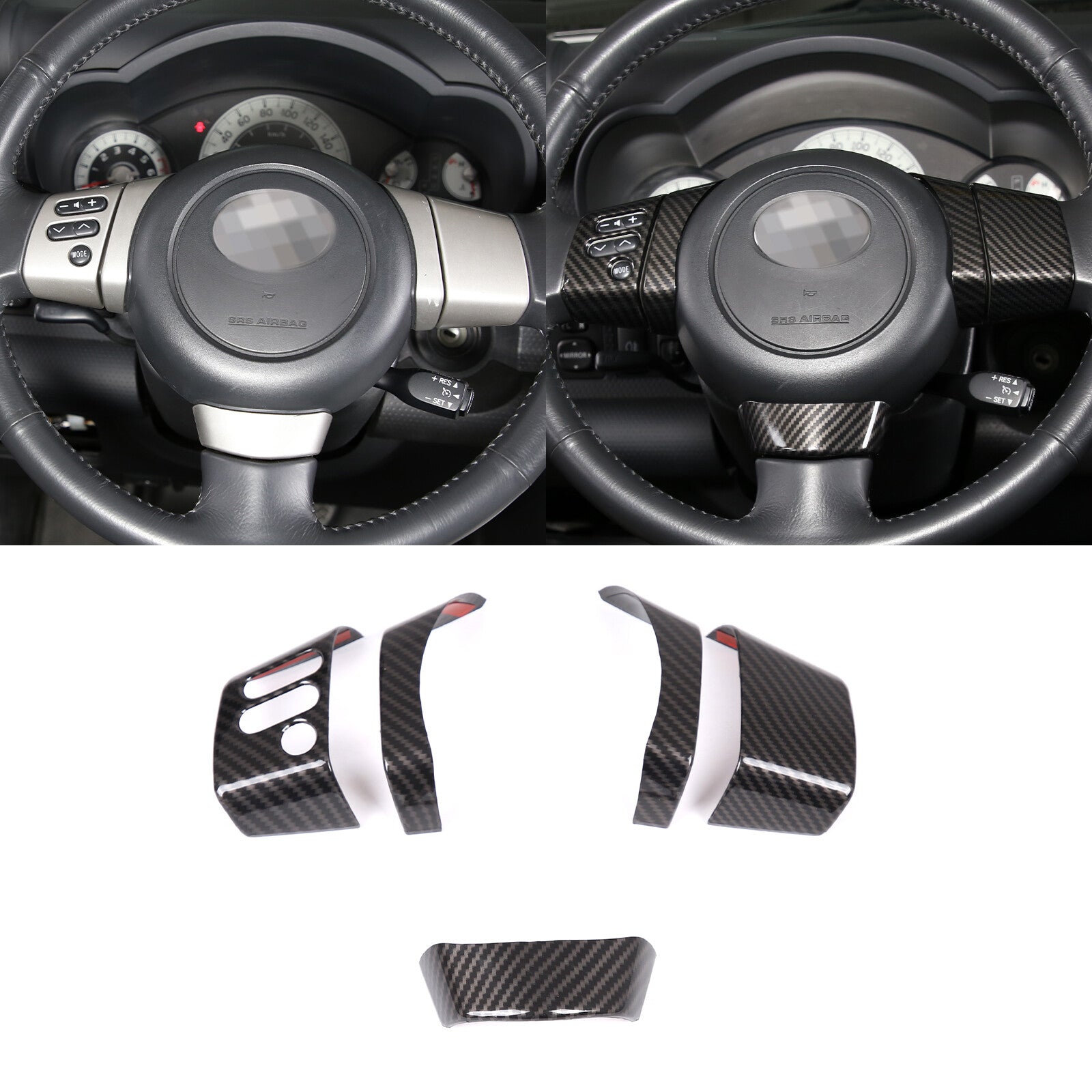 Carbon fiber steering wheel button cover trim accessory for FJ Cruiser 2007-21- n