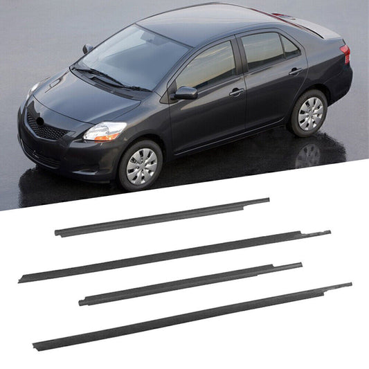 4X Window Weatherstrip Belt Seals Molding Trim For Yaris Sedan 2007-2016 Black