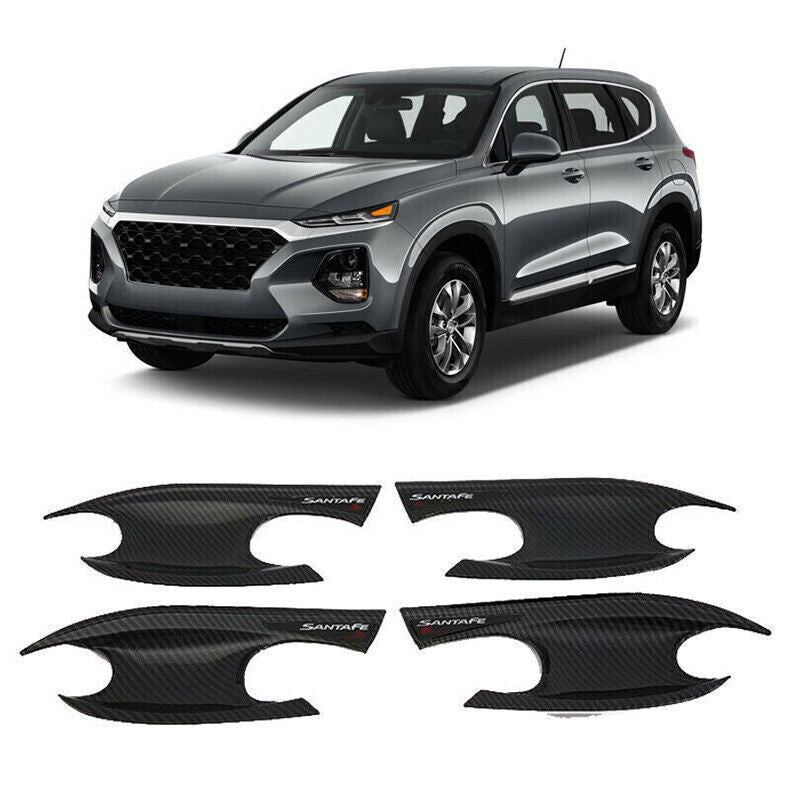 for Hyundai Santa Fe 2019-2022 Carbon ABS Door Handle Bowl molding Cover Trim n