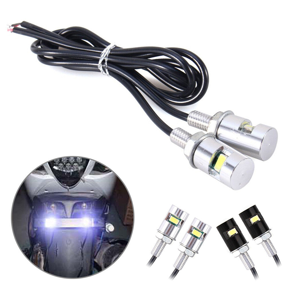 2xLED White Turn Signal Indicator Blinker Light Black License Plate Q