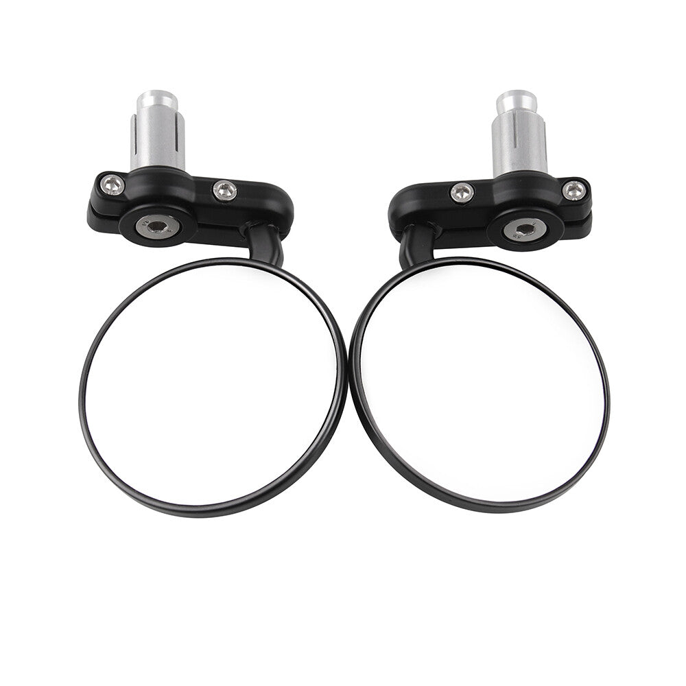Folding Bar End Motorcycle Mirrors - Aluminum Black - Right and Left Cafe Racer Q