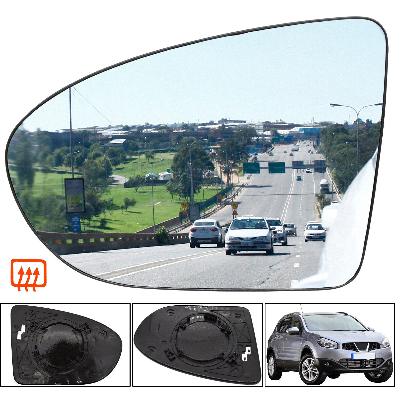 for Nissan Dualis J10 06-13 Passenger Side Wing Mirror Glass Heated Back Plate Q