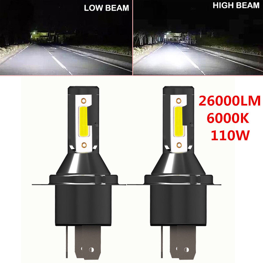 2pcs H4 Hi/Lo LED Headlights 26000lm 6000k 110W Kit with Converter Bulbs n