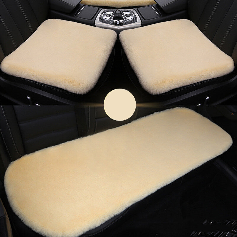 3pcs Car SUV for Seat Warming /Mat with Rabbit Fleece Design, Winter Beige - n