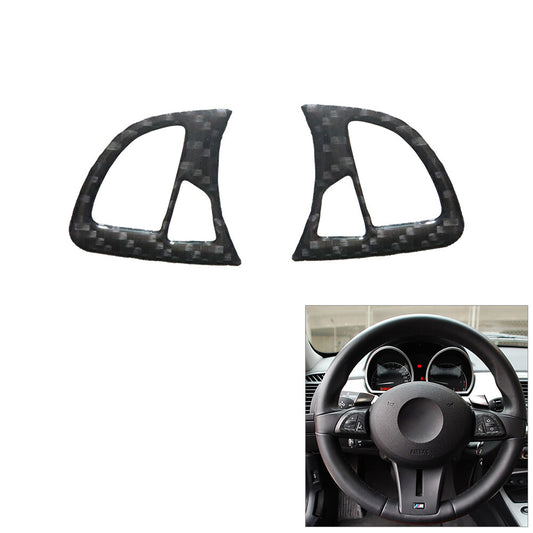 2-Piece Carbon Fiber Steering Wheel Button Cover Trim for BMW Z4 E85 (2003-08-)