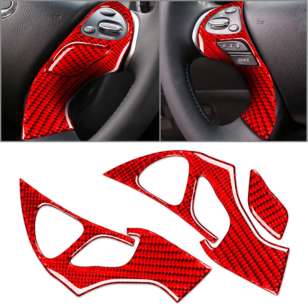 Steering Wheel Button Cover Trim Carbon Fiber Red Fit for Infiniti JX35 QX60 2013-16