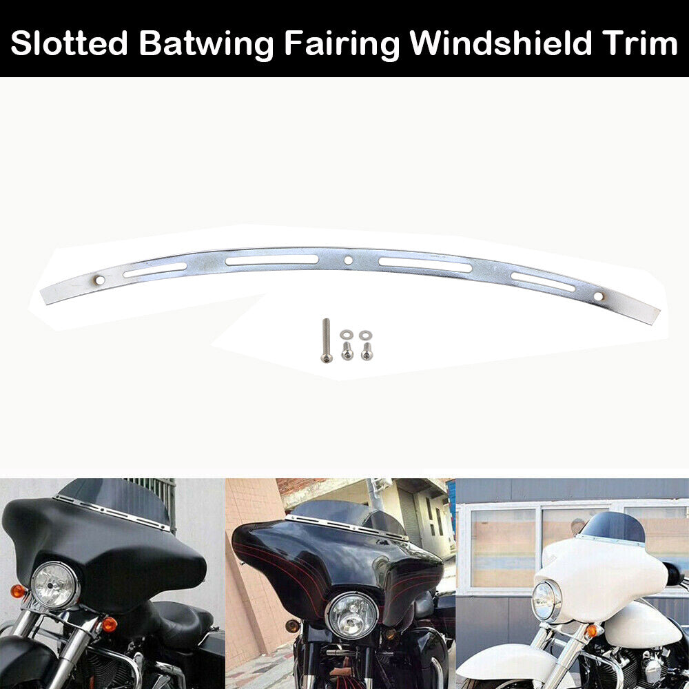 Chrome-grooved windshield trim and batwing fairing fit for Harley Touring Electra Glide