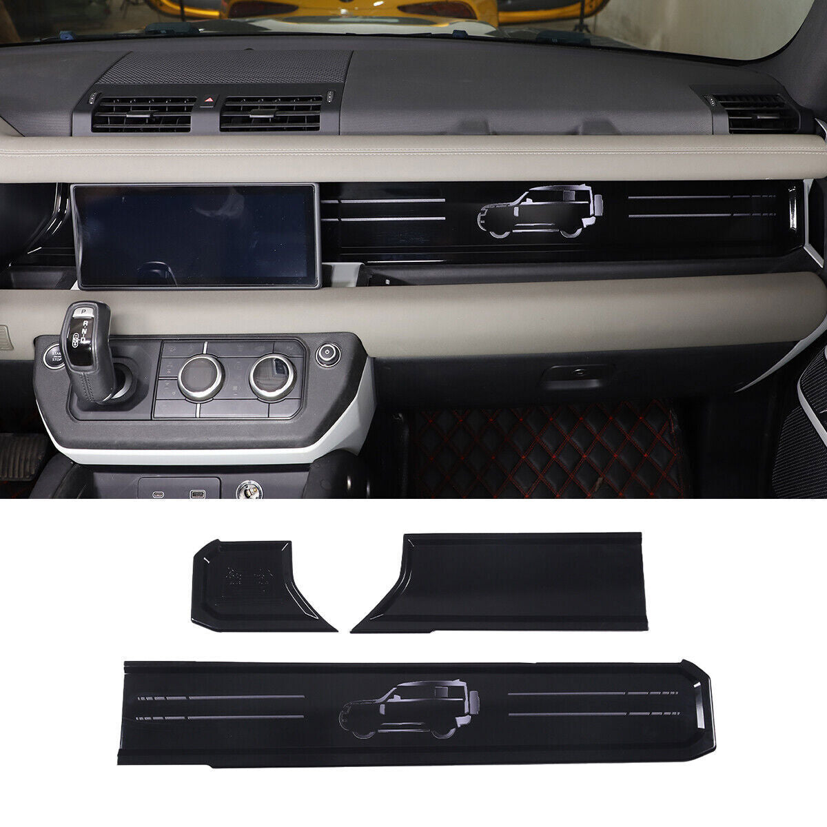 Gloss Black ABS for Land Rover for Defender 20-2022 Center Console Dashboard Trim B n