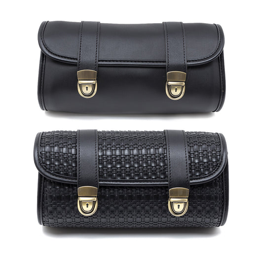 PU Leather Vintage Black Weave Tool Bag Storage Pouch Basket for Harley for Honda Q
